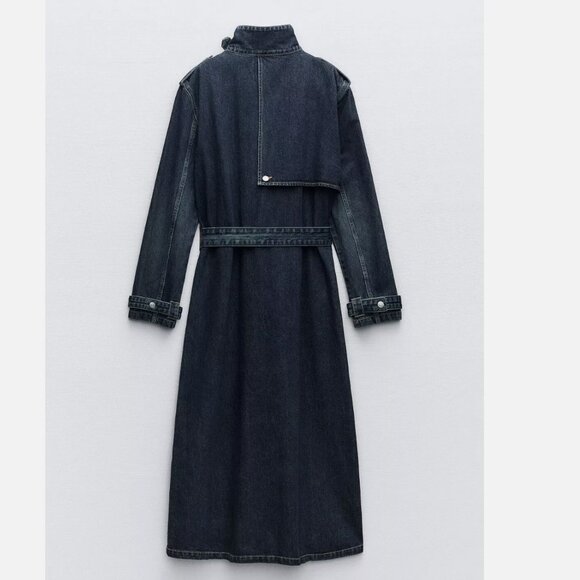 NWT Zara TRF Collection Denim Trench Coat - Picture 7 of 12